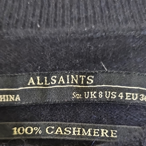 All Saints Black short Sleeve 100% Cashmere Dress Size 4 - Picture 2 of 15